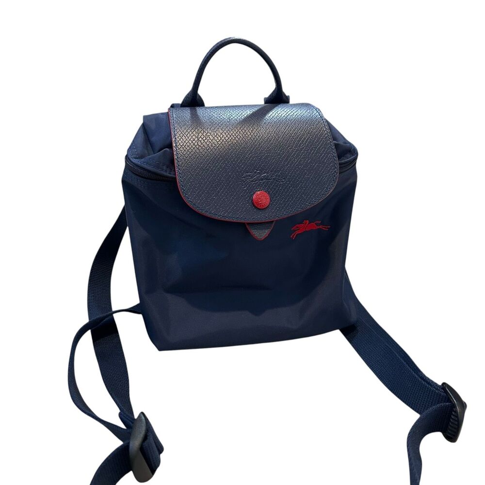 Longchamp Le Pliage Nylon Club Mini Backpack in Navy/Red